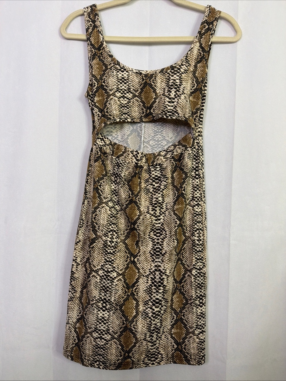 Daisy Bodycon Snake Skin Print Cutout Stretch Mini Dress